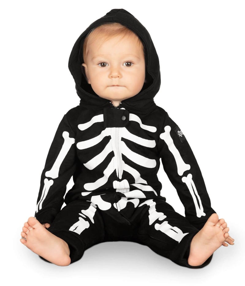 Tipsy Elves Kids Skeleton Halloween Costume Jumpsuit for Babies and Toddlers - Unisex Sizing - Spooky White Skeleton Halloween Costume For Boys and Girls Size 2T - Image 1